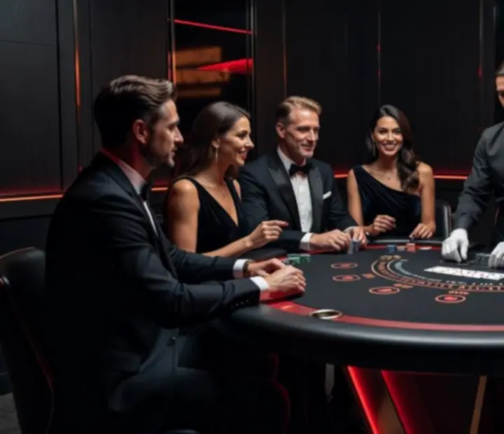 Mobilny stół do blackjacka przygotowany na elegancki wieczór eventowy